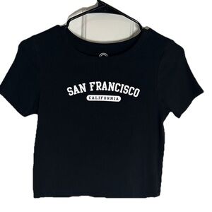 Social Culture Ribbed Cropped San Francisco California T-shirt Size M (0287)